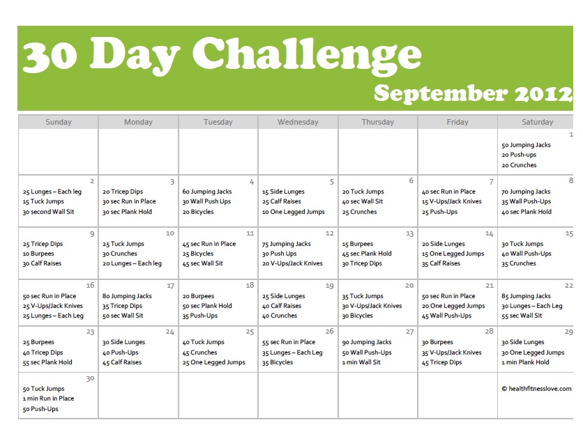 30 Day Exercise Challenge This Crazy Loved Life